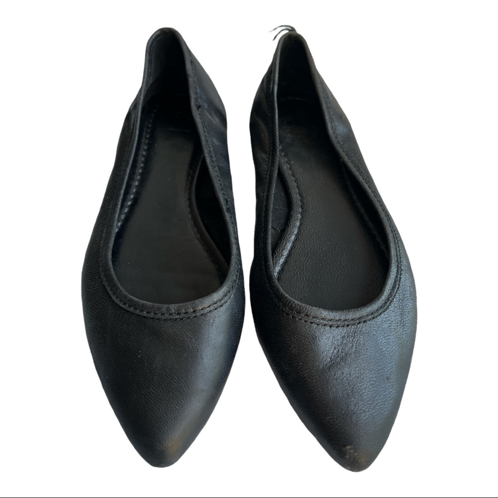 Frye Regina Ballet Flats Black Leather Pointed Toe Slip On Shoes Women Size 7.5